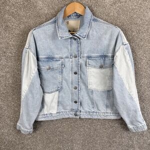 Pilcro‎ Anthropologie Denim Biker Jacket Colorblock Women's Medium